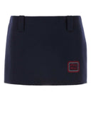 Miu miu mini falda de mezcla de lana azul oscuro