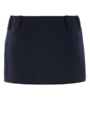 Miu miu mini falda de mezcla de lana azul oscuro