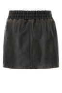 Miu Miu Dark Brown Nappa Leather Mini Skirt