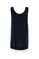 Miu Miu Midnight Blue Stretch Silk Blend Dress