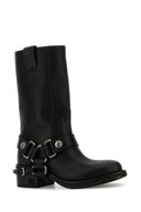 Miu Miu Black Leather Ankle Boots