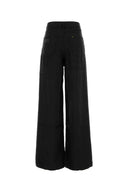 Lois Schwarze Leinen-Skater-Hose mit weitem Bein