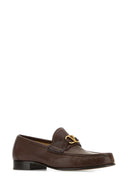 Valentino Garavani Brown Leather V Logo Loafers