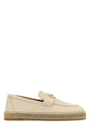 Valentino Garavani Ivory Leather V Logo Espadrilles
