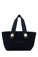 Patou Navy Blue Canvas Trapeze Handbag