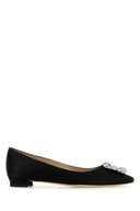 Manolo Blahnik Black Satin Hangisi Ballerinas