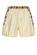 Bode Ivory Satin Candyfloss Bermuda Shorts