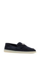 Prada Navy Blue Suede Loafers