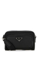Prada Black Re Nylon und Leder Umhängetasche