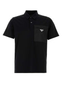 Prada zwart stretchkatoenen poloshirt