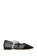 Mach & Mach Black Mesh Lotus Ballerinas