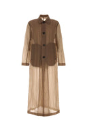 Dries van Noten Brown Organza rankles ranot płaszcz