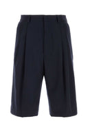 Dries Van Noten Navy Blue Wool Panrom Bermuda Shorts