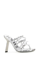 Loewe Silver Leather Petal Mules