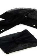 Saint Laurent Black Viscose Hat, Headband And Choker Set
