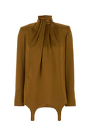 Saint Laurent Oker Satin Bluse