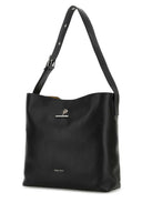 Alexander Mcqueen Black Leather Pendant Shopping Bag