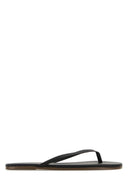 Tkees Black Leather Lily Liners Thong Slippers