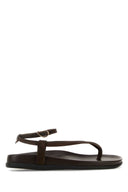 Ancient Greek Brown Satin Saloni Thong Sandals