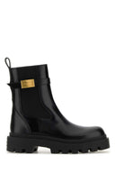 Versace Black Leather Alba Ankle Boots