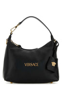 Versace Black Leather Hobo Versace Tag Handbag