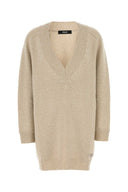 Versace Melange Beige Wool Blend Siger Abito
