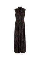 Saint Laurent Printed Silk Blend Long Dress