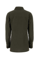 Saint Laurent Bottle Green Cotton And Linen Shirt