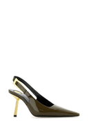 Saint Laurent Olive Green Leather Lee Pumps