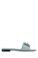 Fendi Hellblaue Baguette-Hausschuhe aus Leder