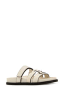 Tory Burch Ivory Leather Ines Sport Slippers