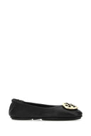 Tory Burch Black Nappa Leather Minnie Ballerinas