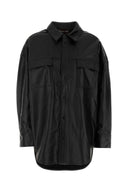 Michael By Michael Kors Black Leather Oversize Shirt