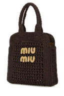 Miu Miu Brown Raffia Shopping Bag
