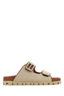 Pantuflas de lona bicolor de Miu Miu