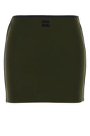 Miu Miu Olive Green Stretch Viscose Blend Mini Skirt