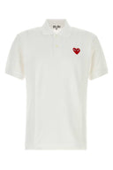 Comme Des Garcons Play White Piquet Polo Shirt