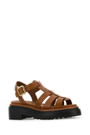 Prada Caramel Leather Sandals