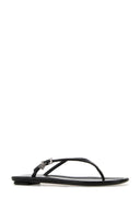 Zapatillas de tanga de cuero negro prada