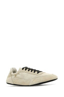 Prada Ivory Re Nylon And Suede Collapse Sneakers