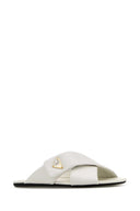 Prada White Nappa Leather Slippers