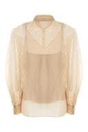Mm Studio Beige Organza Ovale Shirt