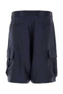 Prada Dark Blue Silk Bermuda Shorts