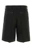 Prada Black Linen Bermuda Shorts