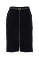 Salvatore Ferragamo Black Stretch Woll Mischrock