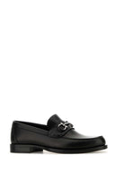 Salvatore Ferragamo Black Leather Fort Loafers