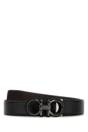 Salvatore Ferragamo Black Leather Reversible Belt
