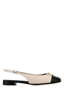 Tory Burch Ivory Leather Cap Toe Ballerinas