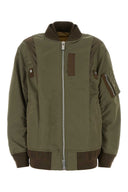 Sacai Army Green Nylon Bomber Jacket