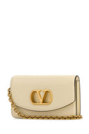 Valentino Garavani Ivory Leather V Logo Signature Shoulder Bag